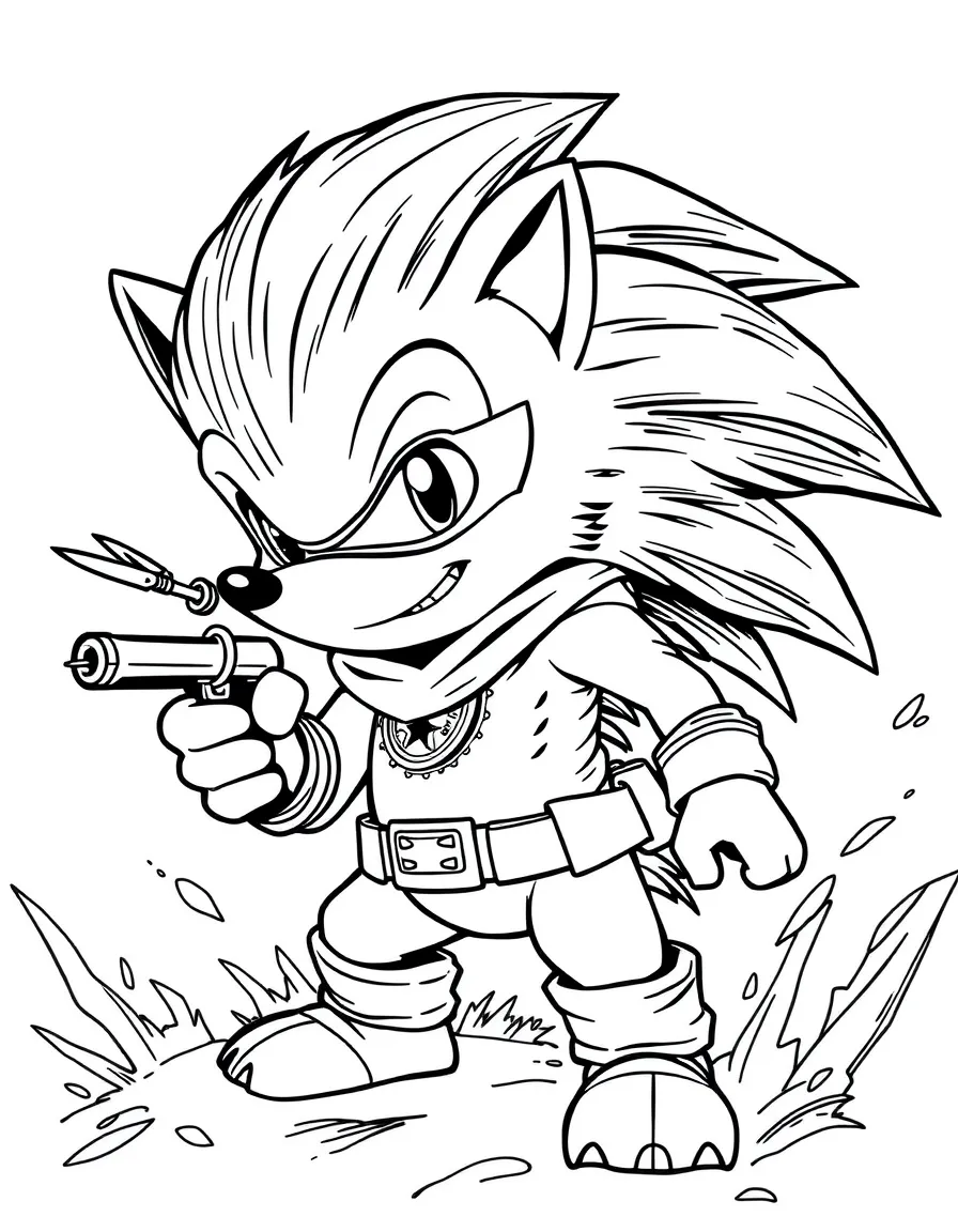 A hedgehog superhero shooting protective quills