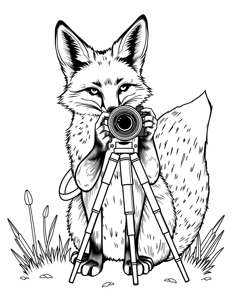 A fox photographer with a bushy tail tripod