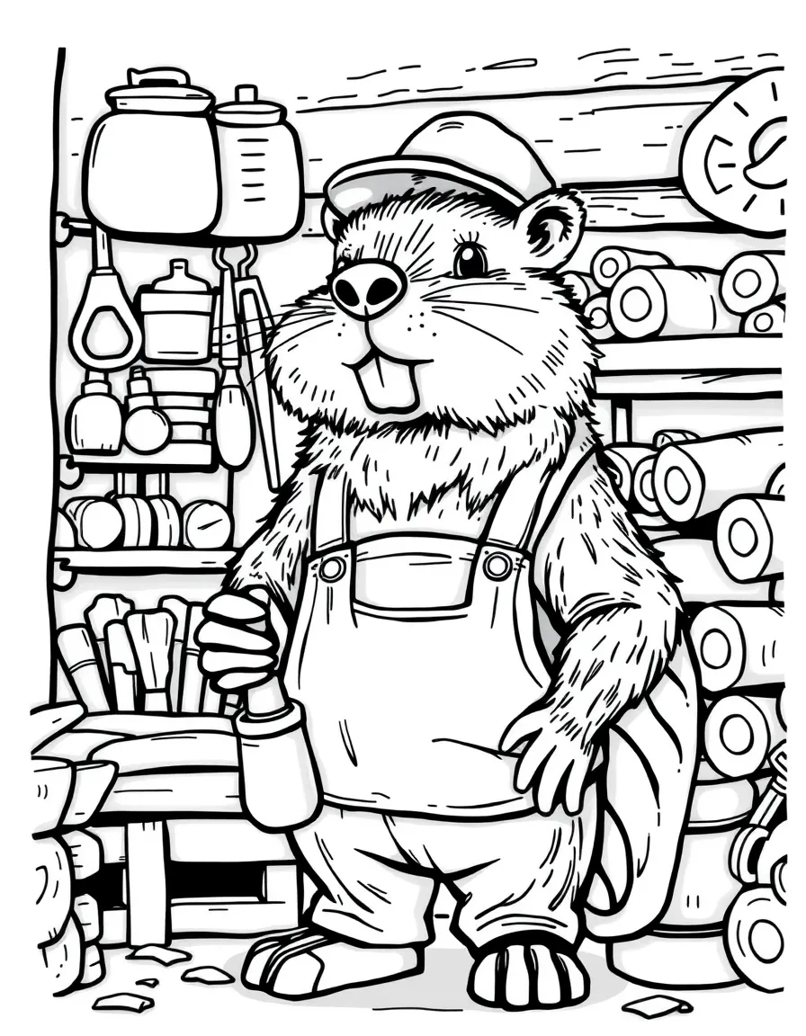 A beaver hardware store manager selling wood supplies