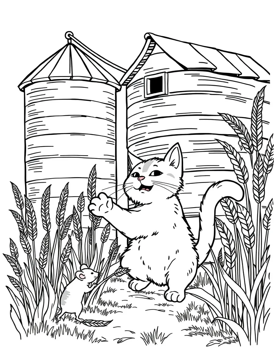 A cat gardener chasing mice from the grain silo