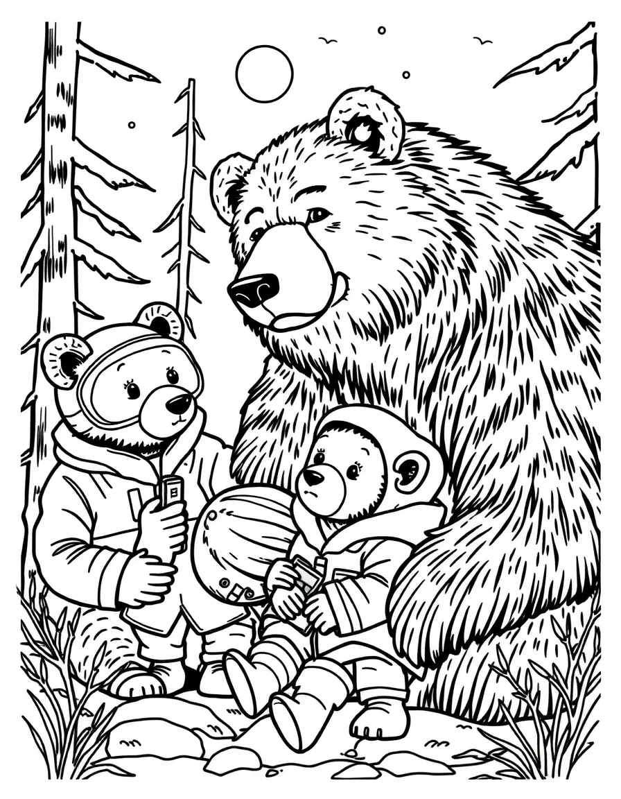 A family of bear scientists studying hibernation patterns