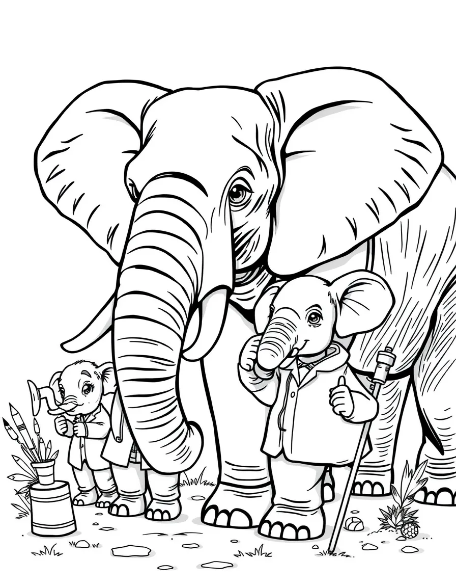 A family of elephant scientists using trunk tools