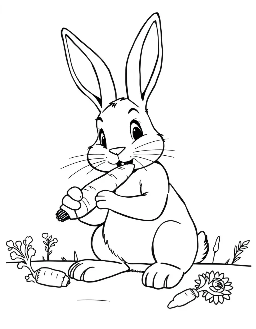 A rabbit competing in a carrot-eating contest