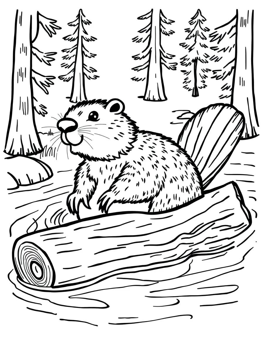 A beaver swimming in a log-rolling competition