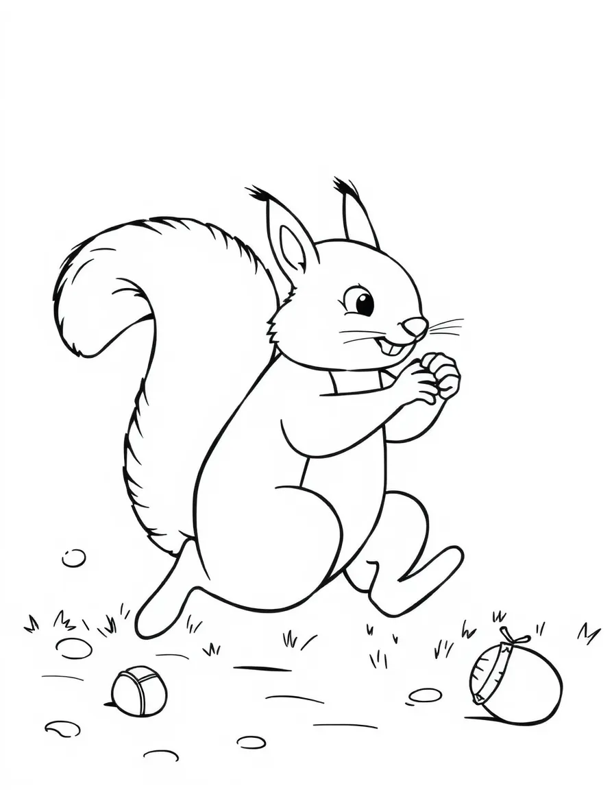 A squirrel competing in an acorn-gathering marathon