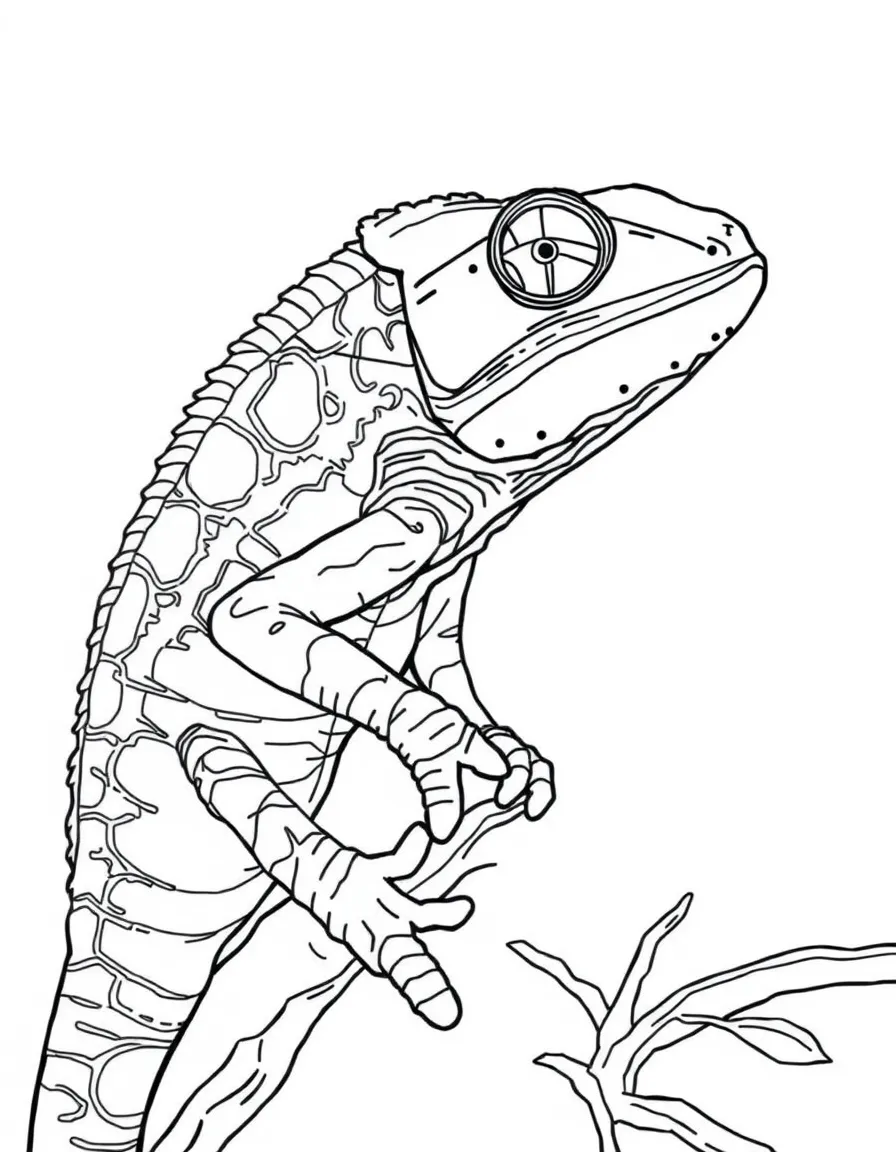 A chameleon artist changing colors to match its painting