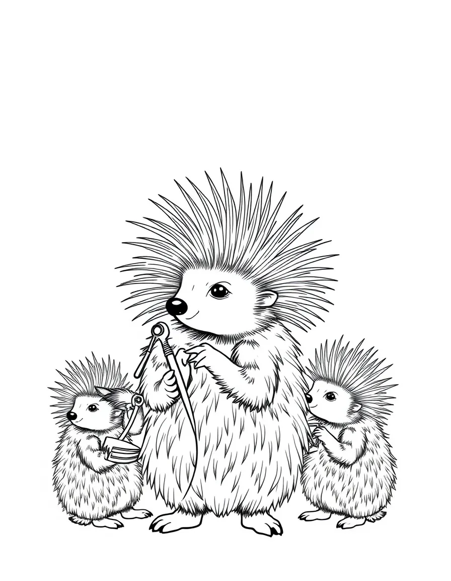 A group of porcupine hairdressers styling quills