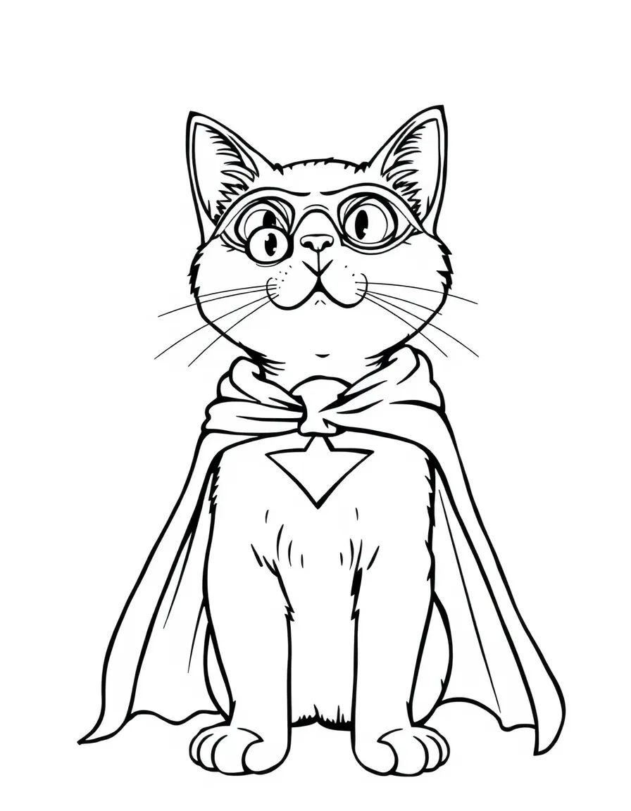 A cat in a superhero cape pose