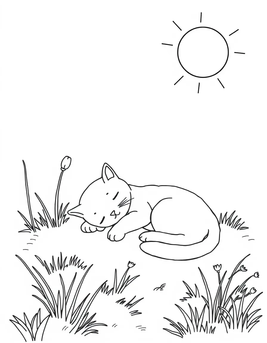 A cat napping in a sunny patch