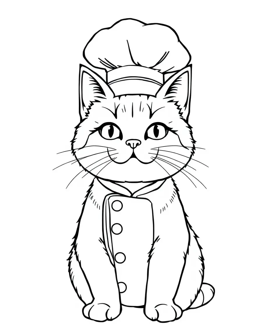 A cat dressed as a chef with a tiny chef's hat