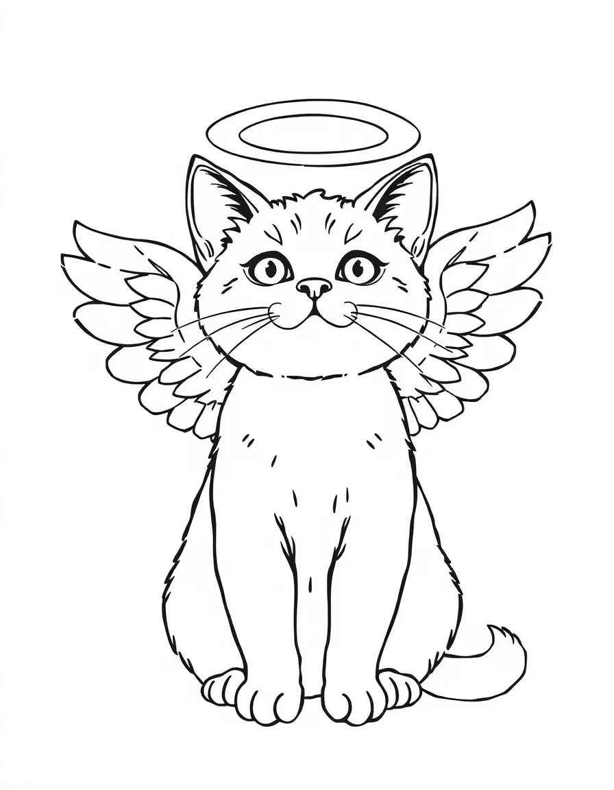 A cat with angel wings and halo