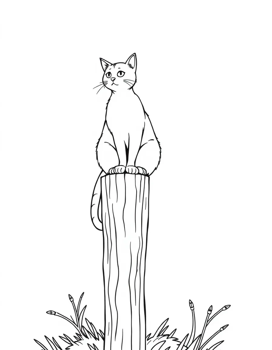 A cat sitting atop a tall post, surveying its kingdom