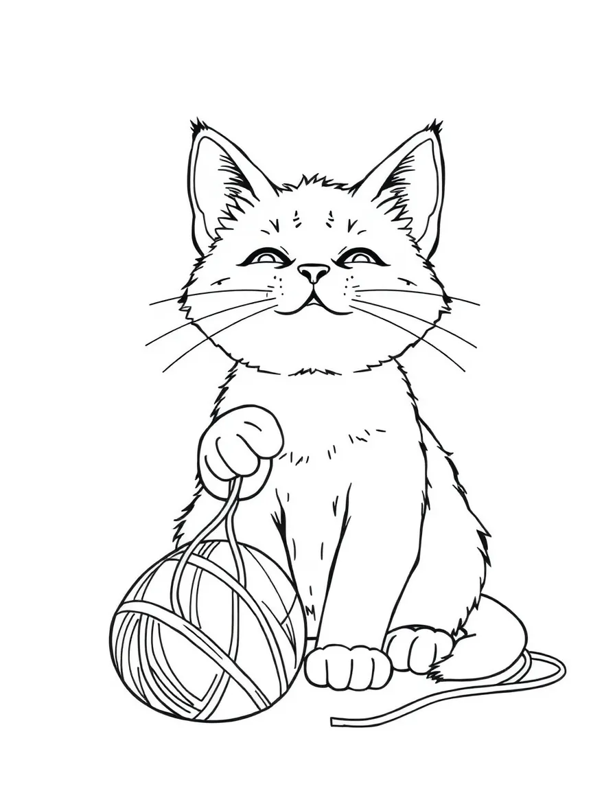 A cat playing with a ball of string