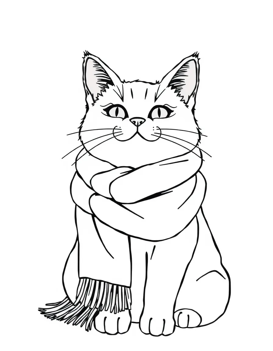 A cat wrapped in a cozy scarf