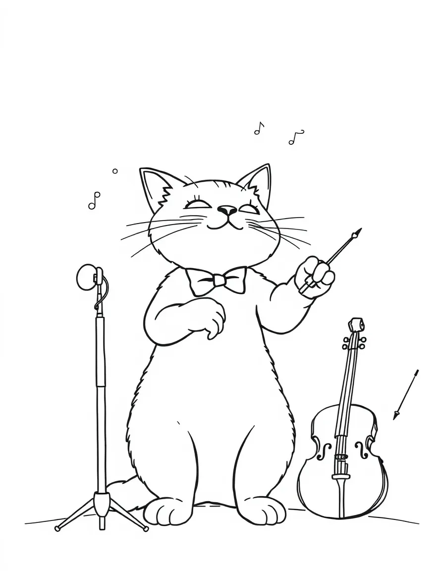 A cat conducting an orchestra