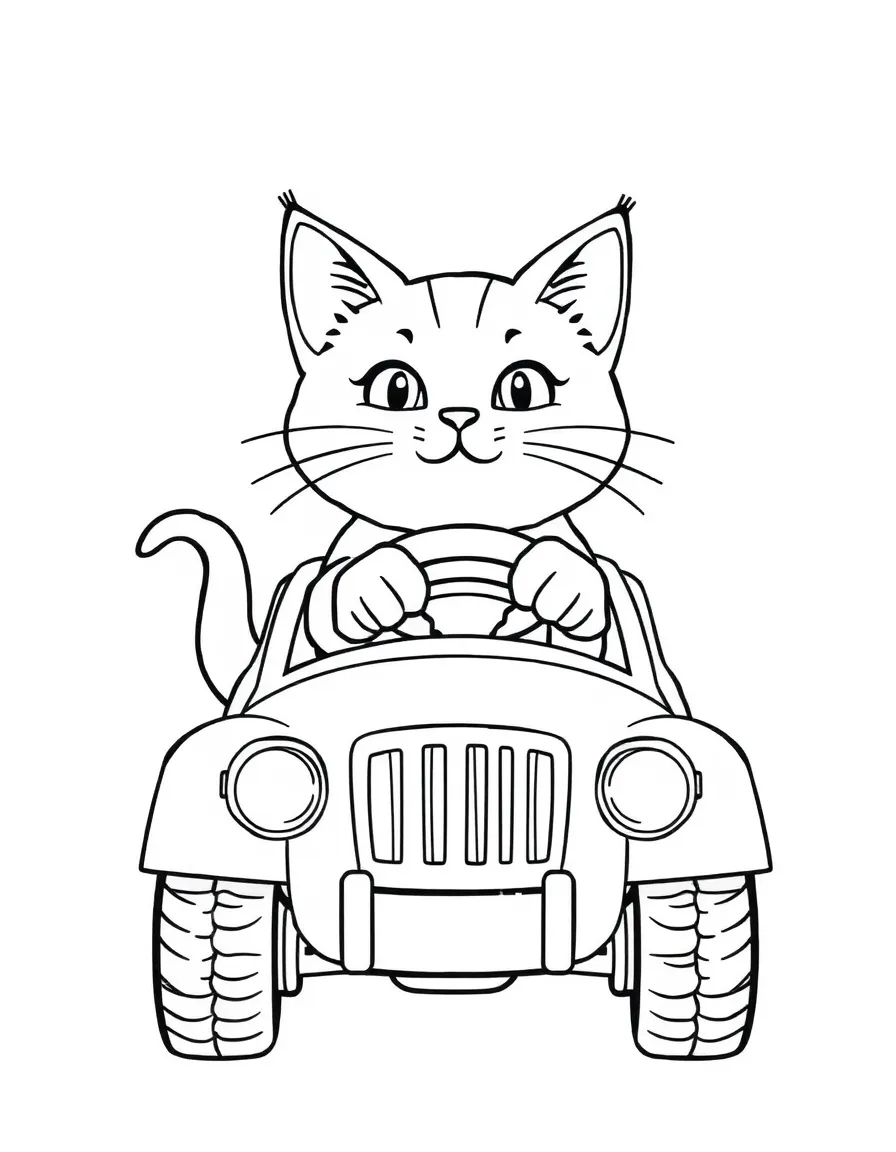 A cat driving a toy car