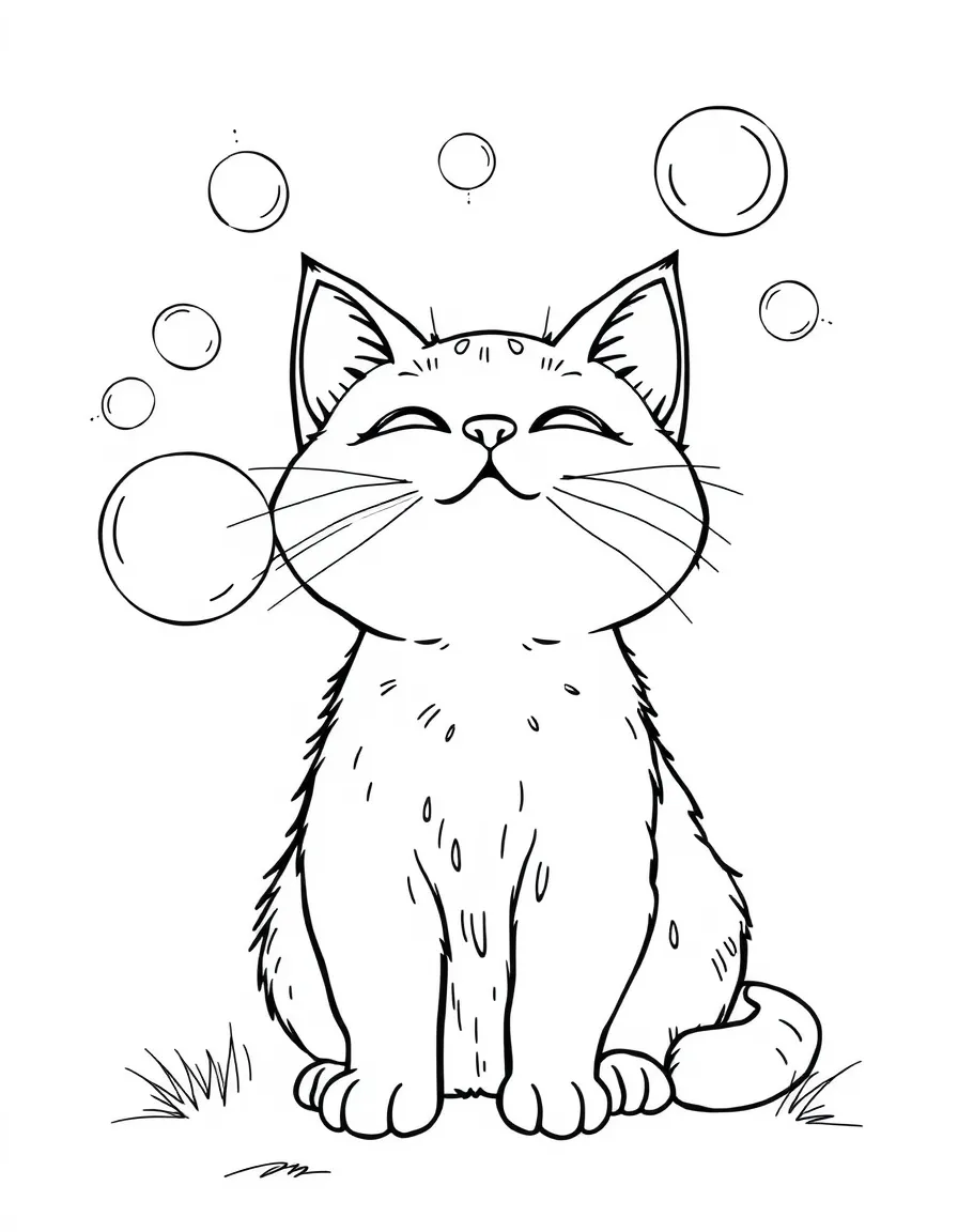 A cat blowing bubbles