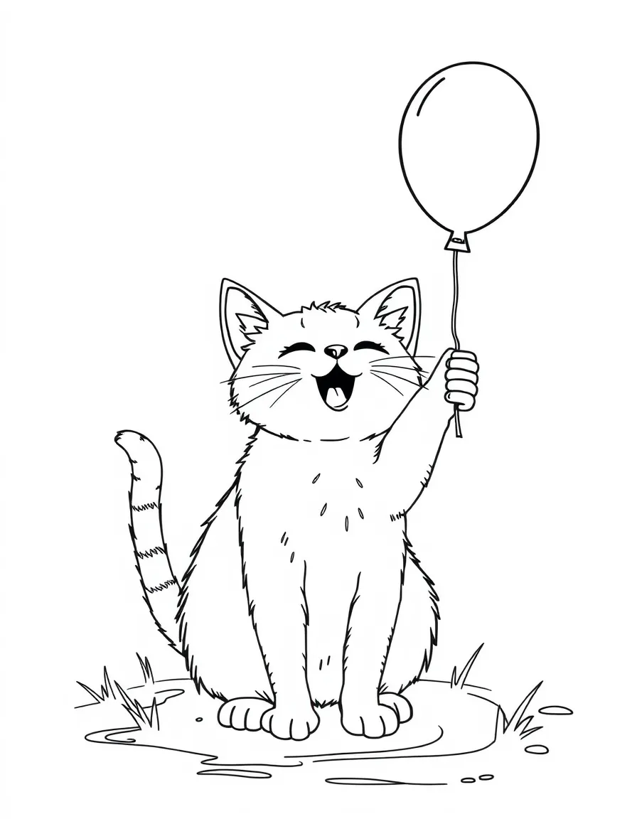 A cat having a water balloon fight