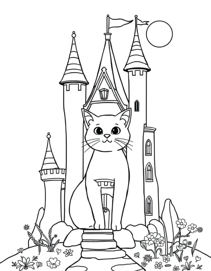 A cat in a fairy tale castle