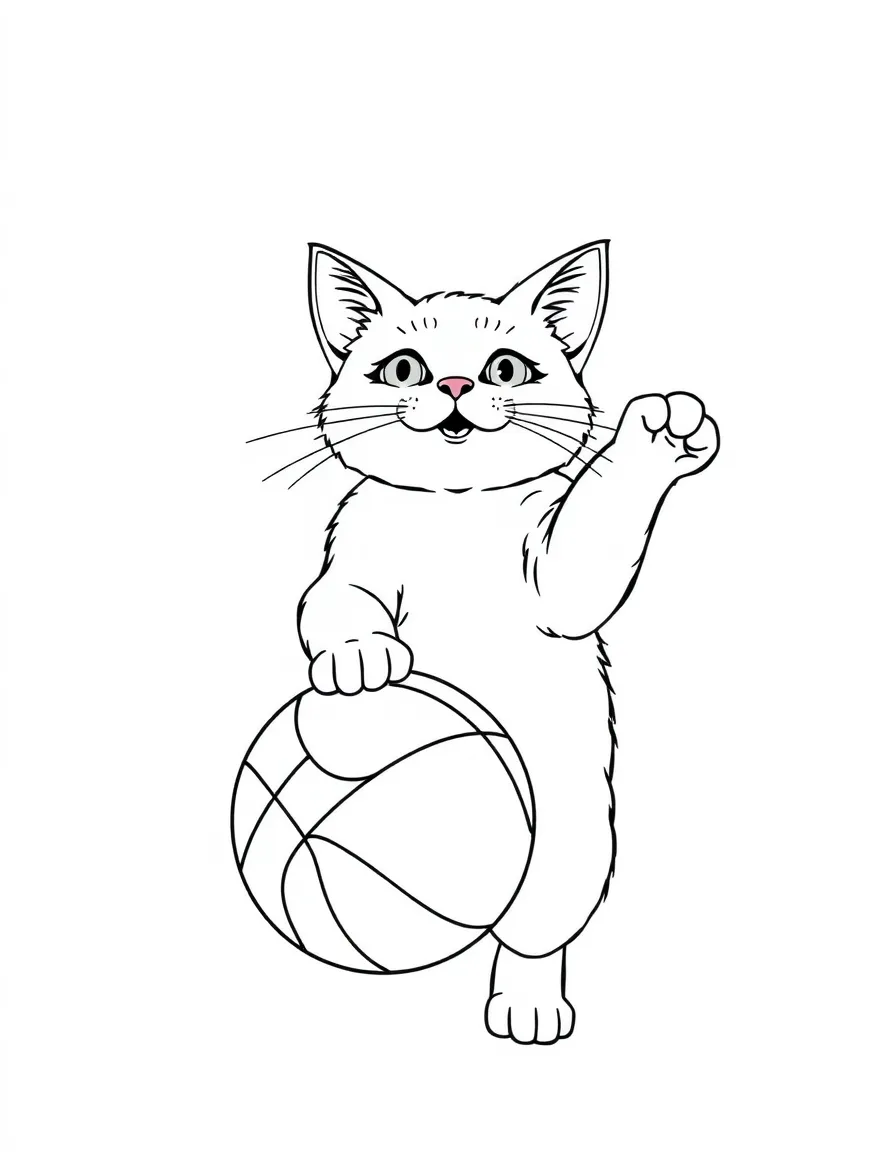 A cat spinning a basketball