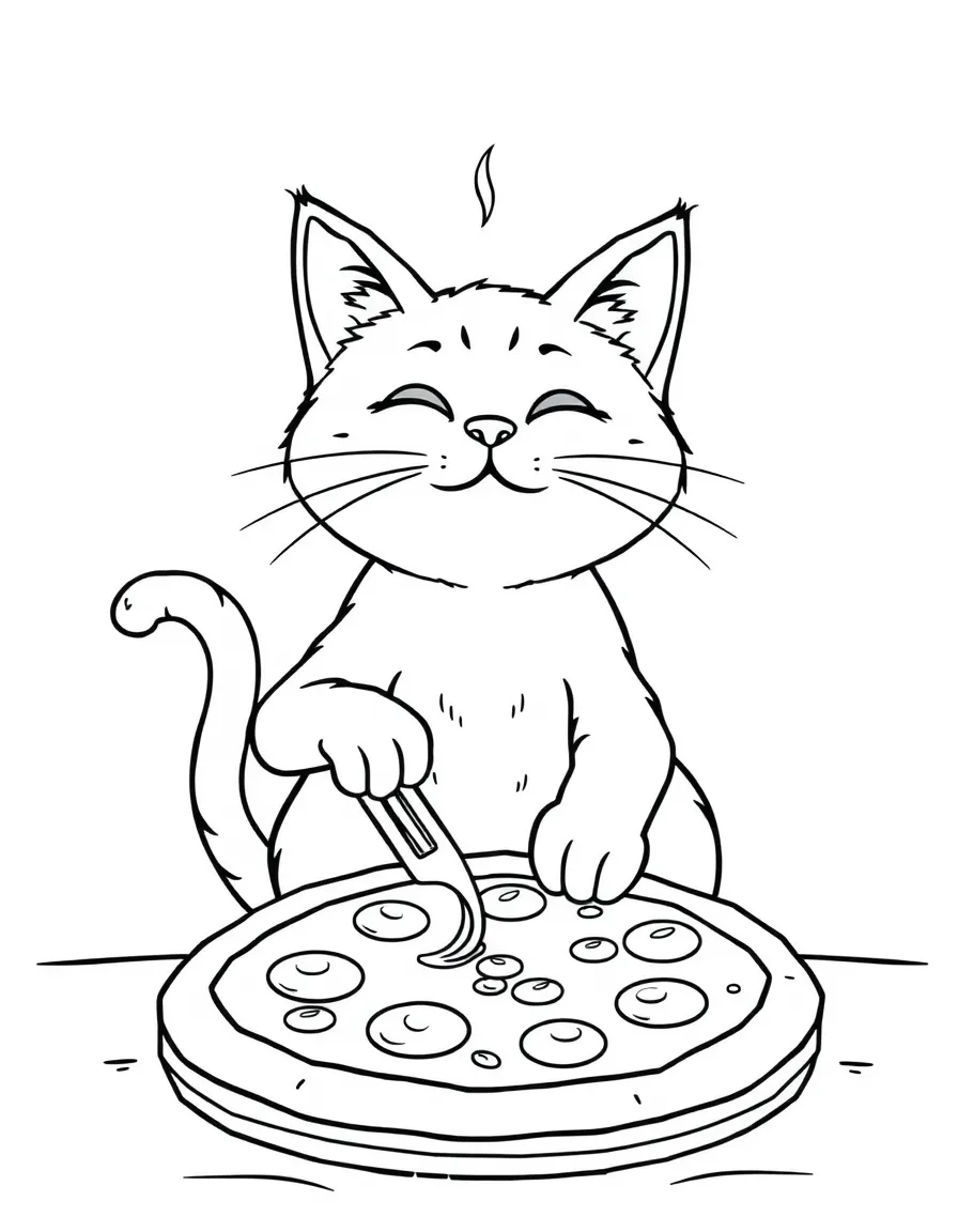 A cat making a pizza