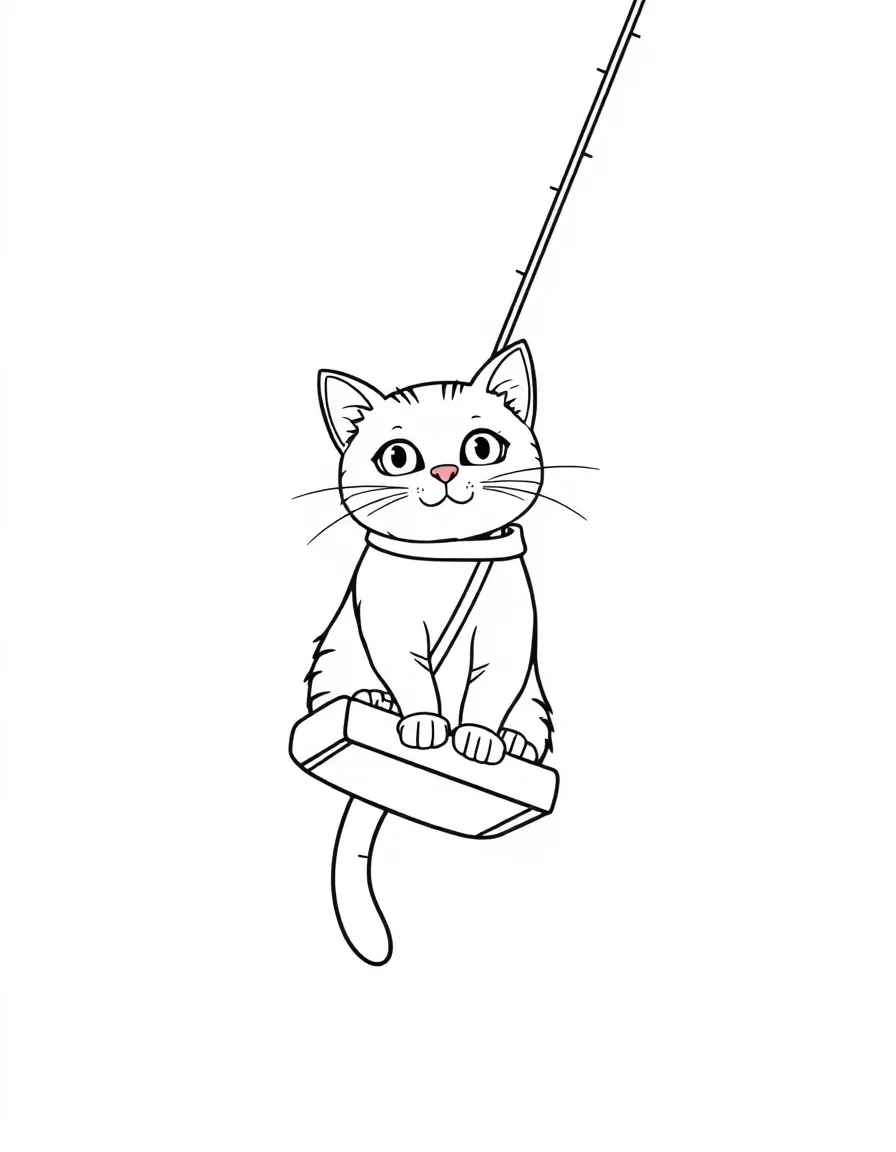 A cat on a zip line