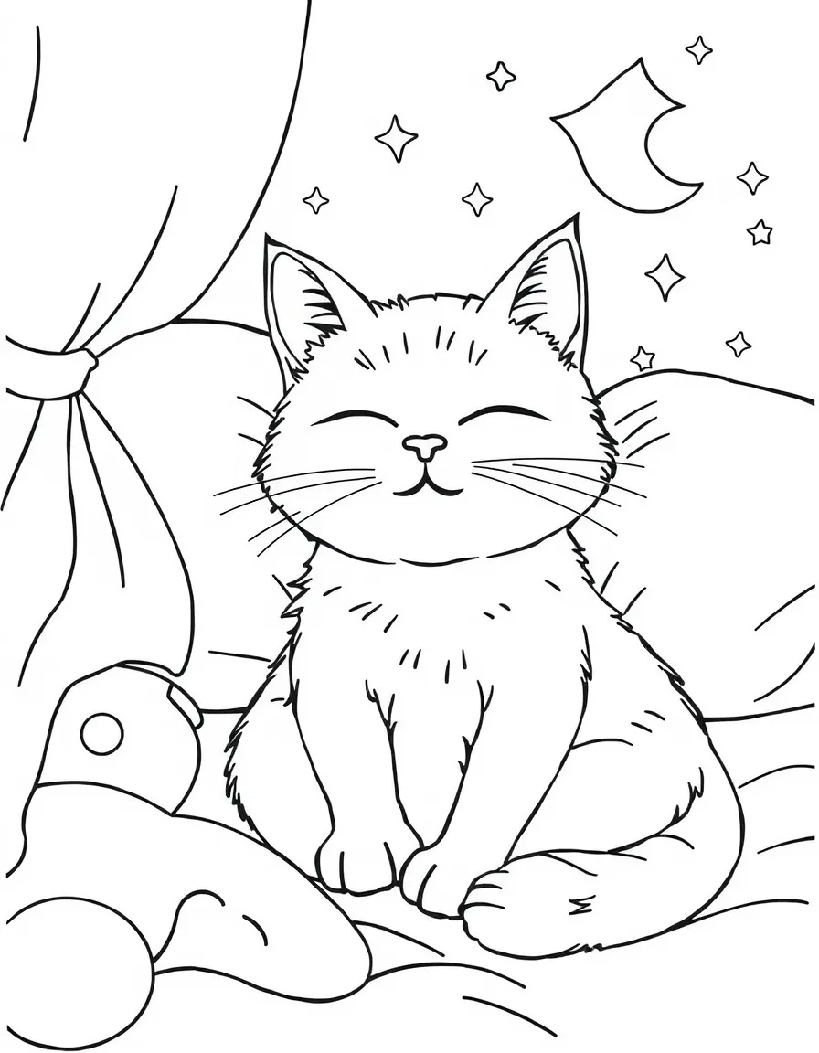 A cat having a slumber party