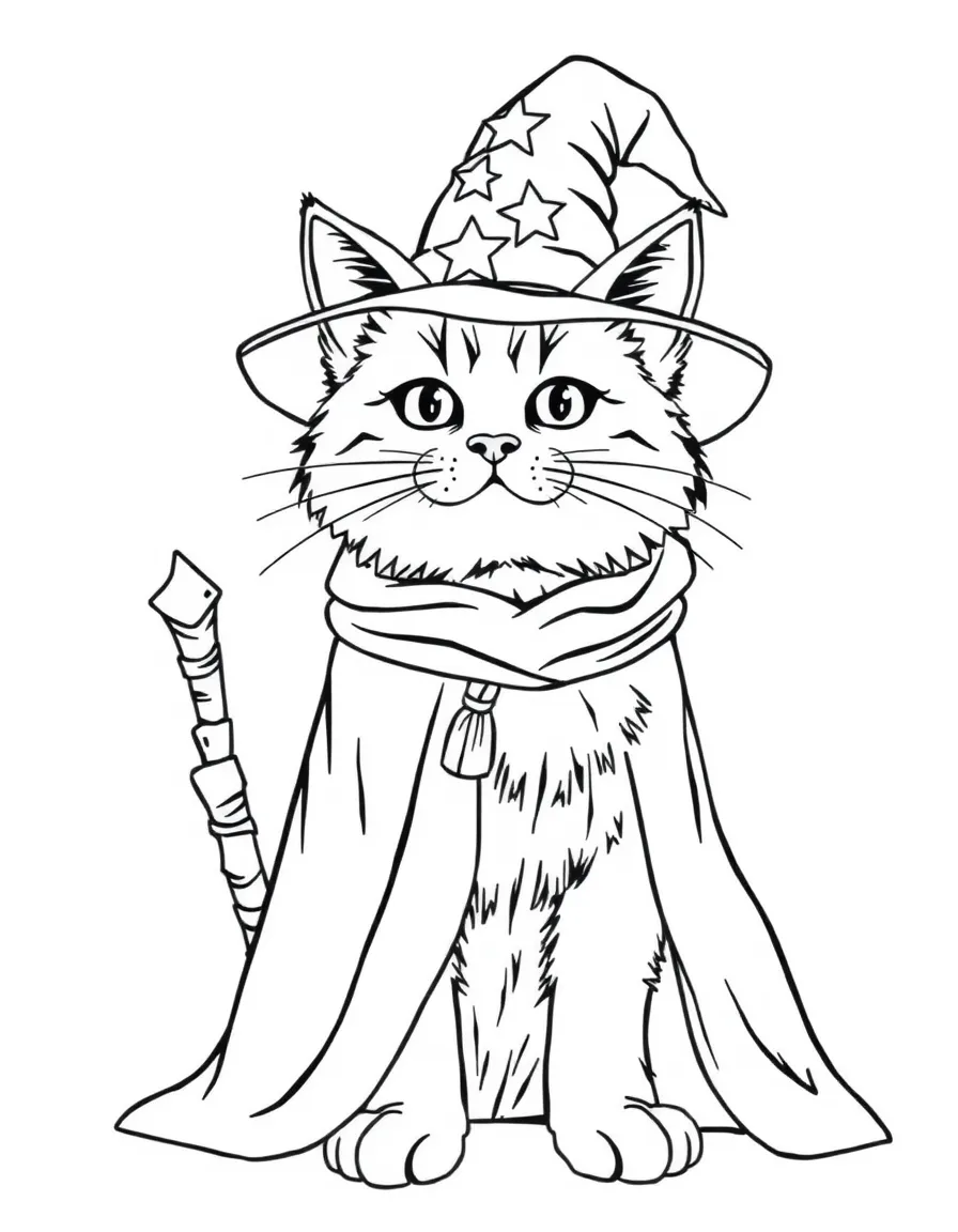 A cat dressed as a wizard