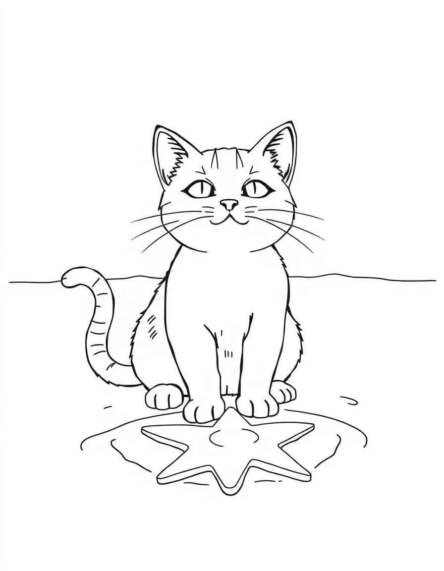 A cat making a sand angel at the beach