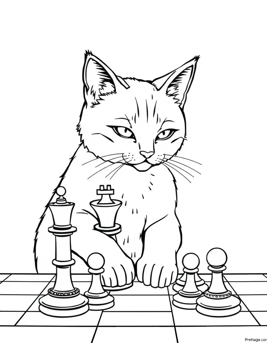 A cat playing chess