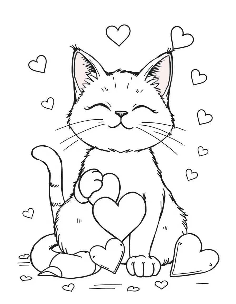 A cat making valentines