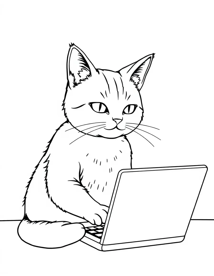 A cat using a laptop computer