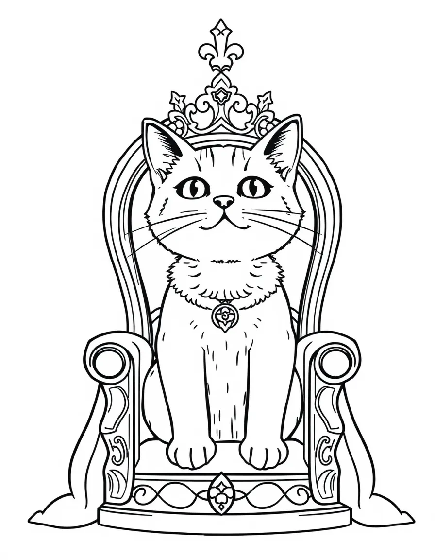 A cat in a royal throne