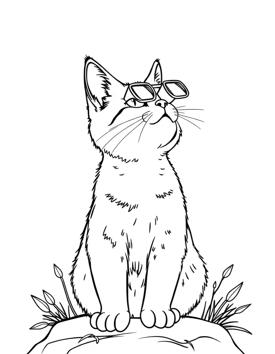 A cat birdwatching with binoculars