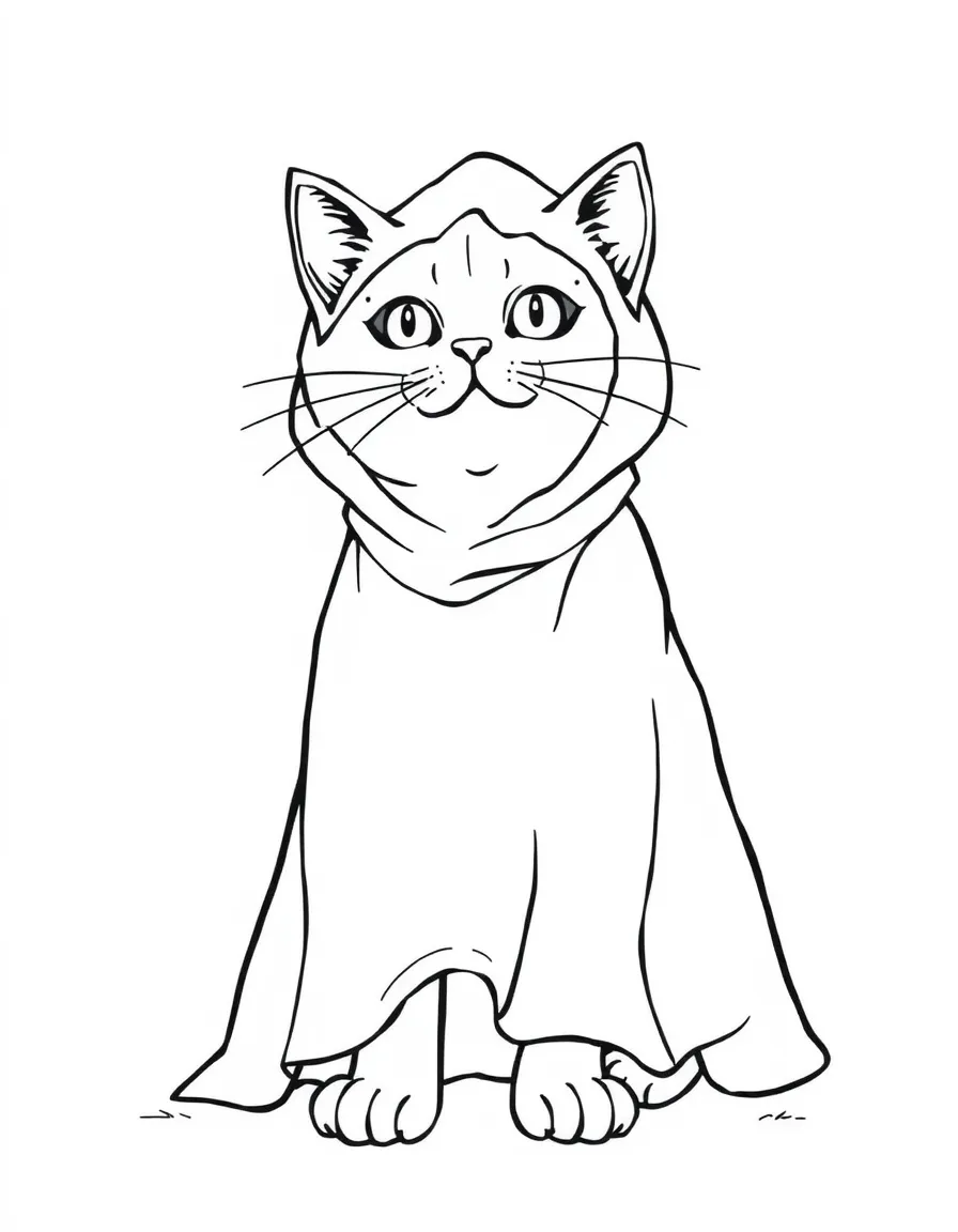 A cat dressed as a ghost for Halloween