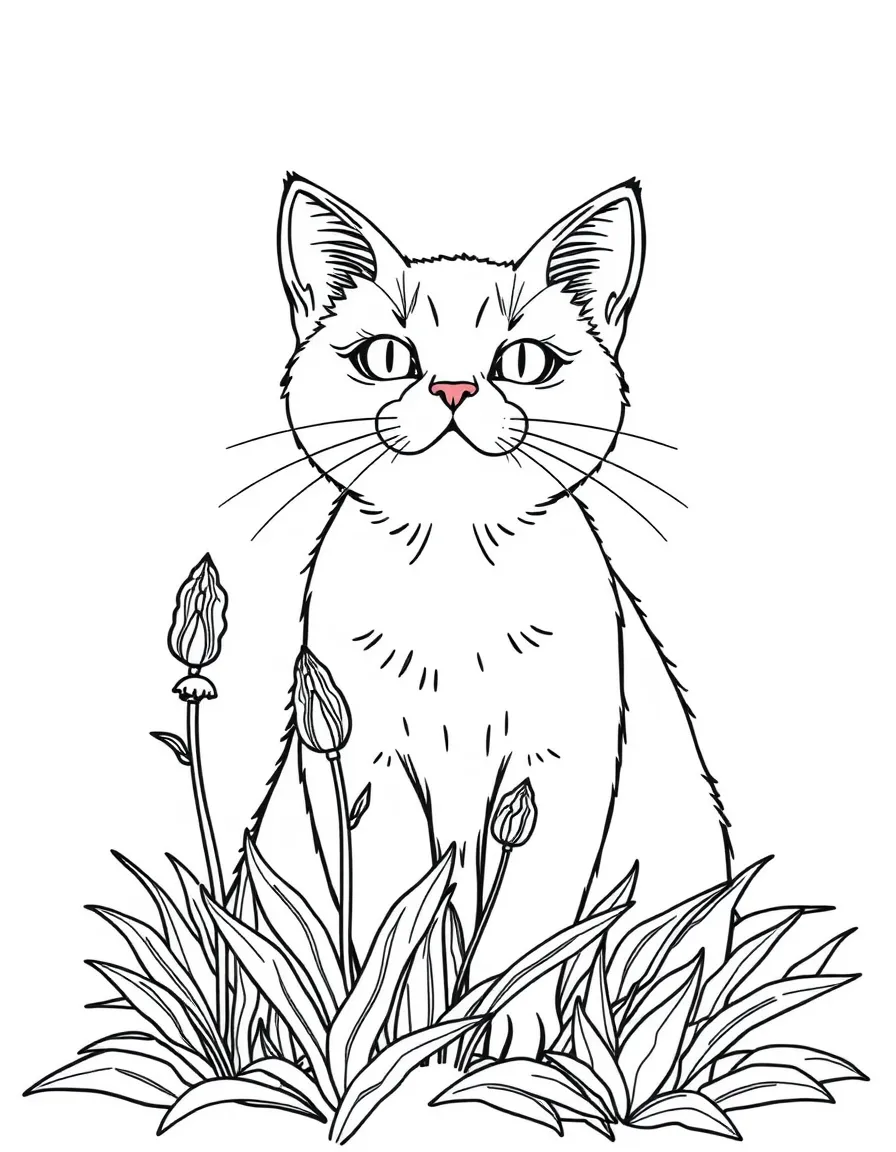 A cat growing a garden of catnip