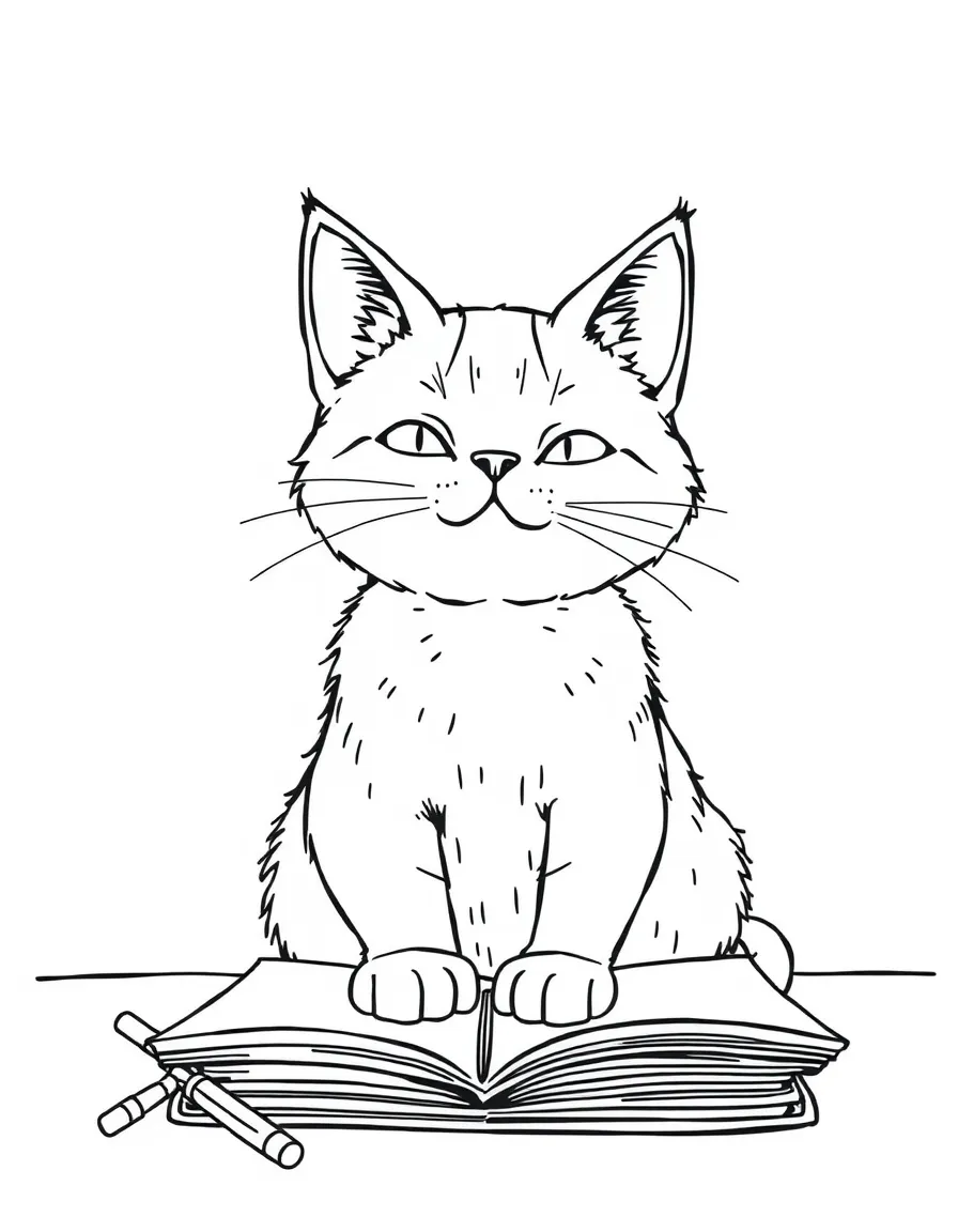 A cat creating a scrapbook