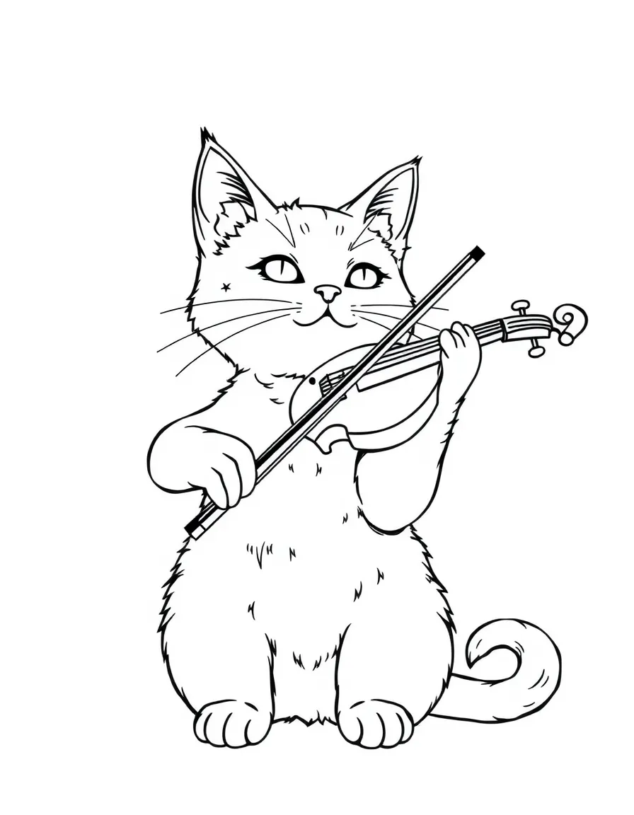 A cat playing the violin