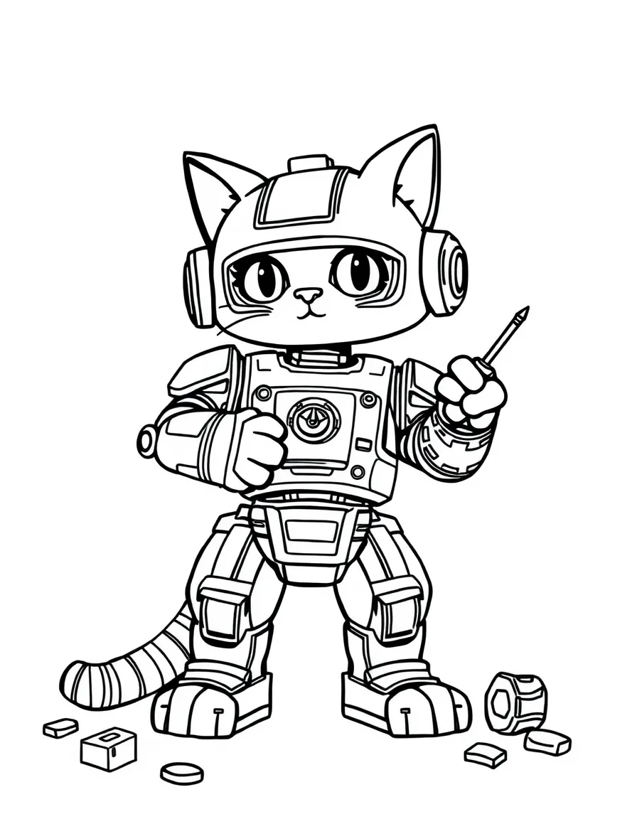 A cat building a robot