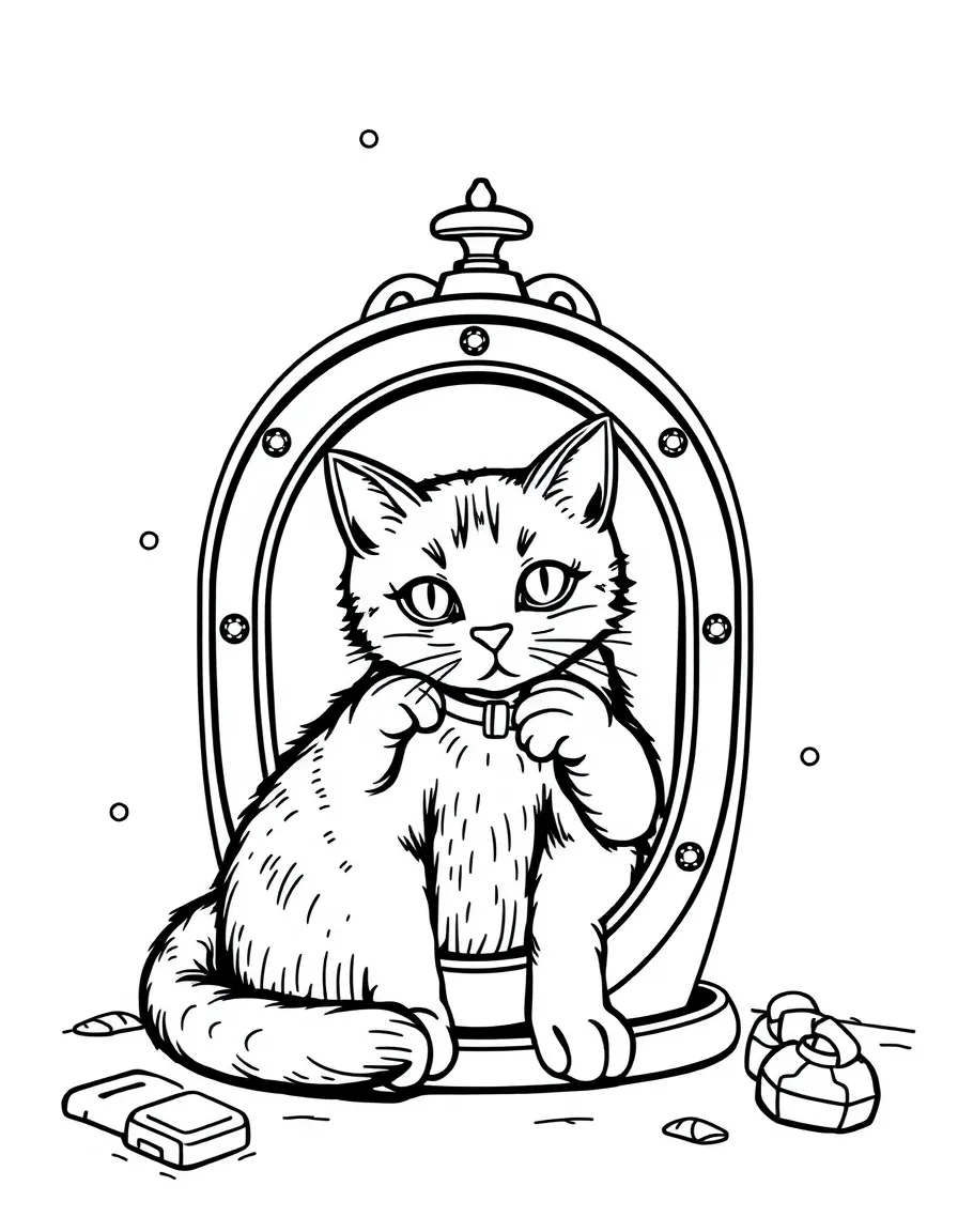 A cat making a time capsule