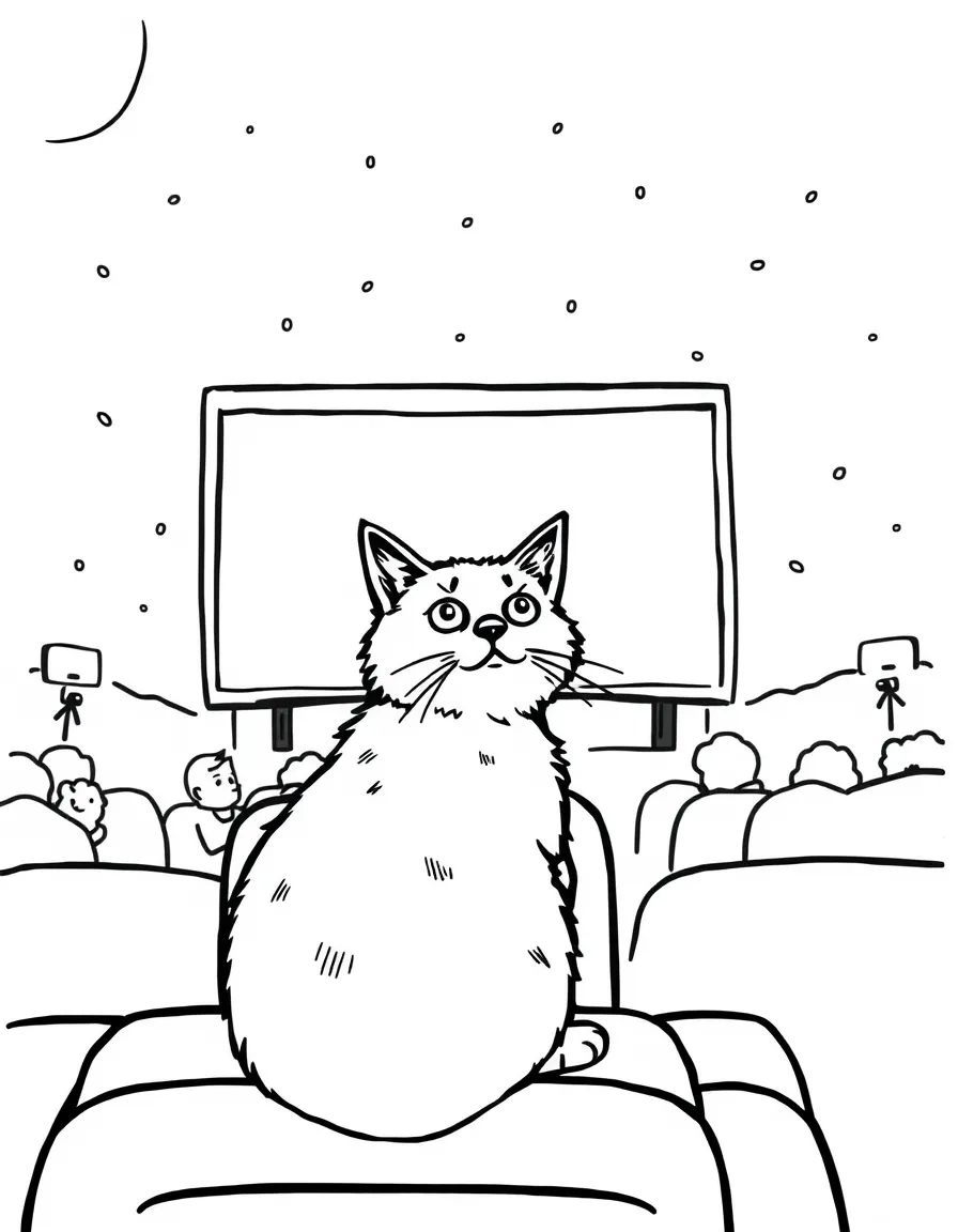 A cat at a drive-in movie theater