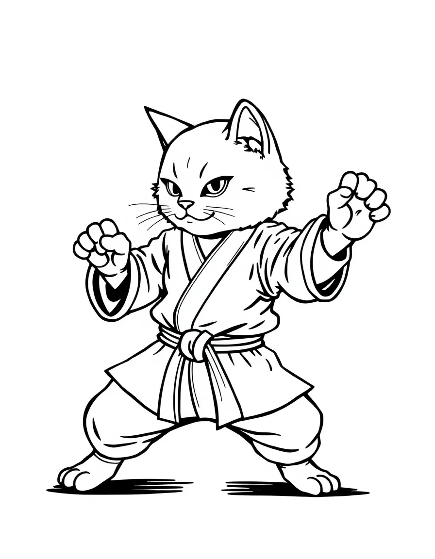 A cat practicing martial arts