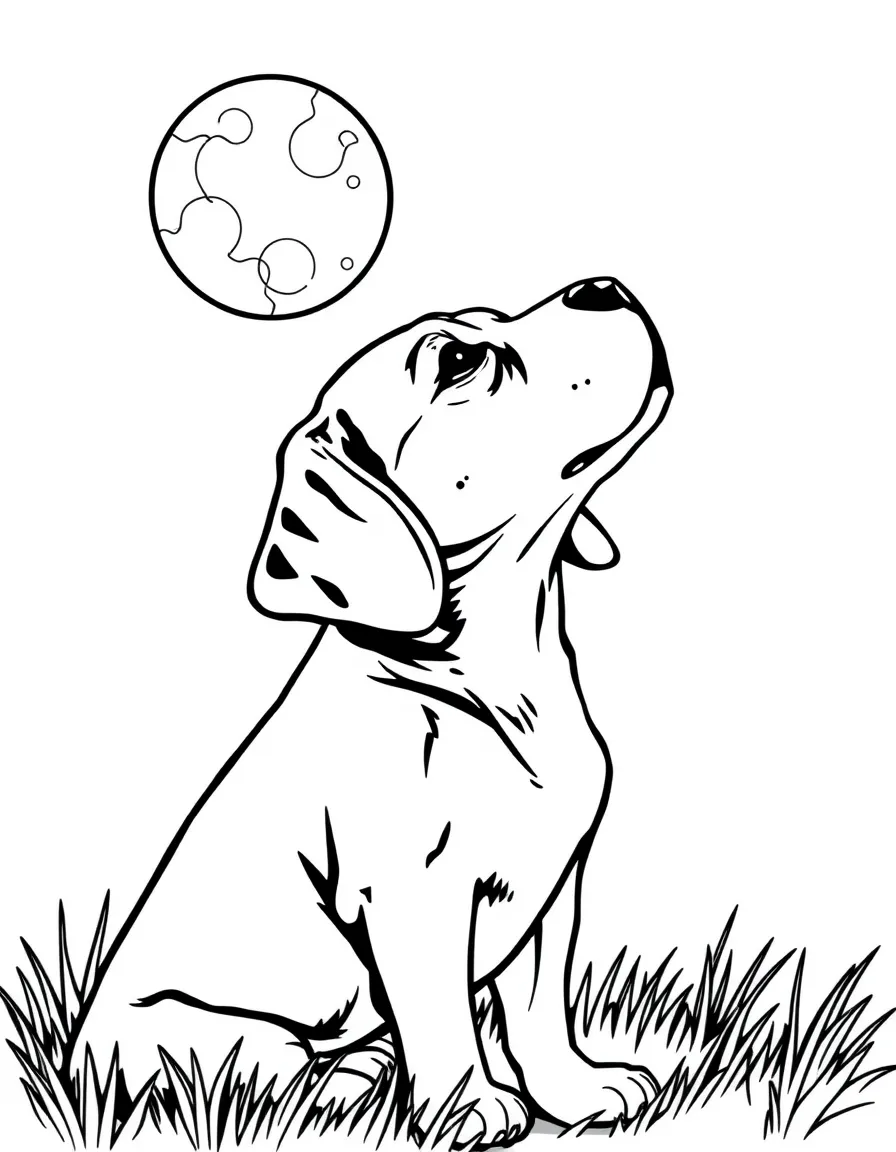 A Beagle howling at the moon