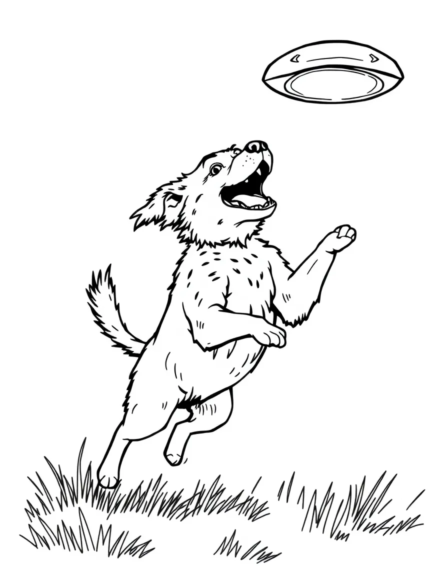 A dog catching a frisbee in mid-air
