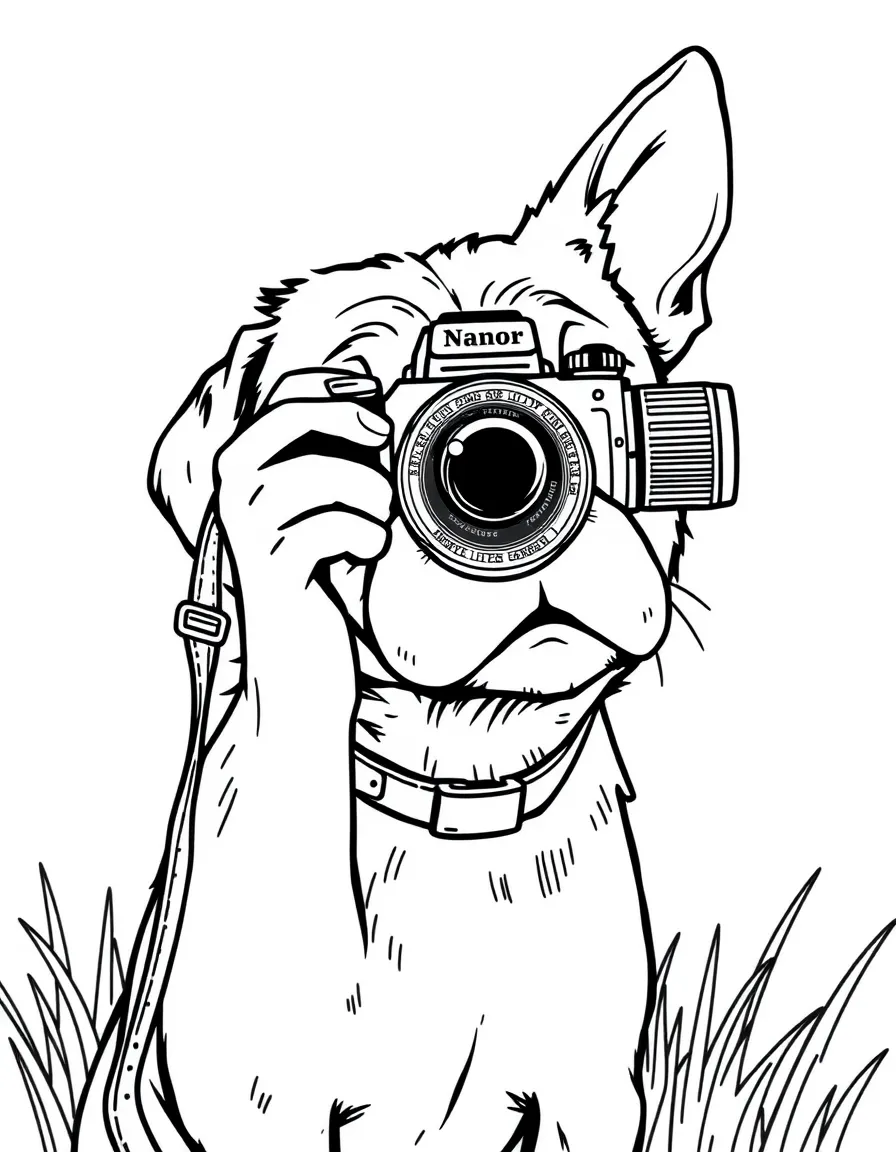 A dog taking photos with a camera