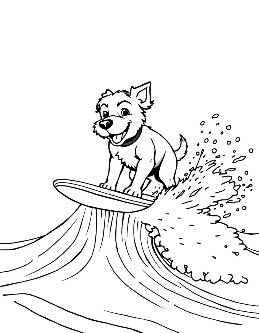 A dog surfing on a wave