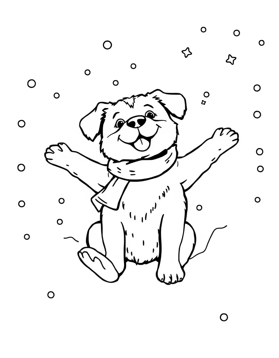 A dog making a snow angel