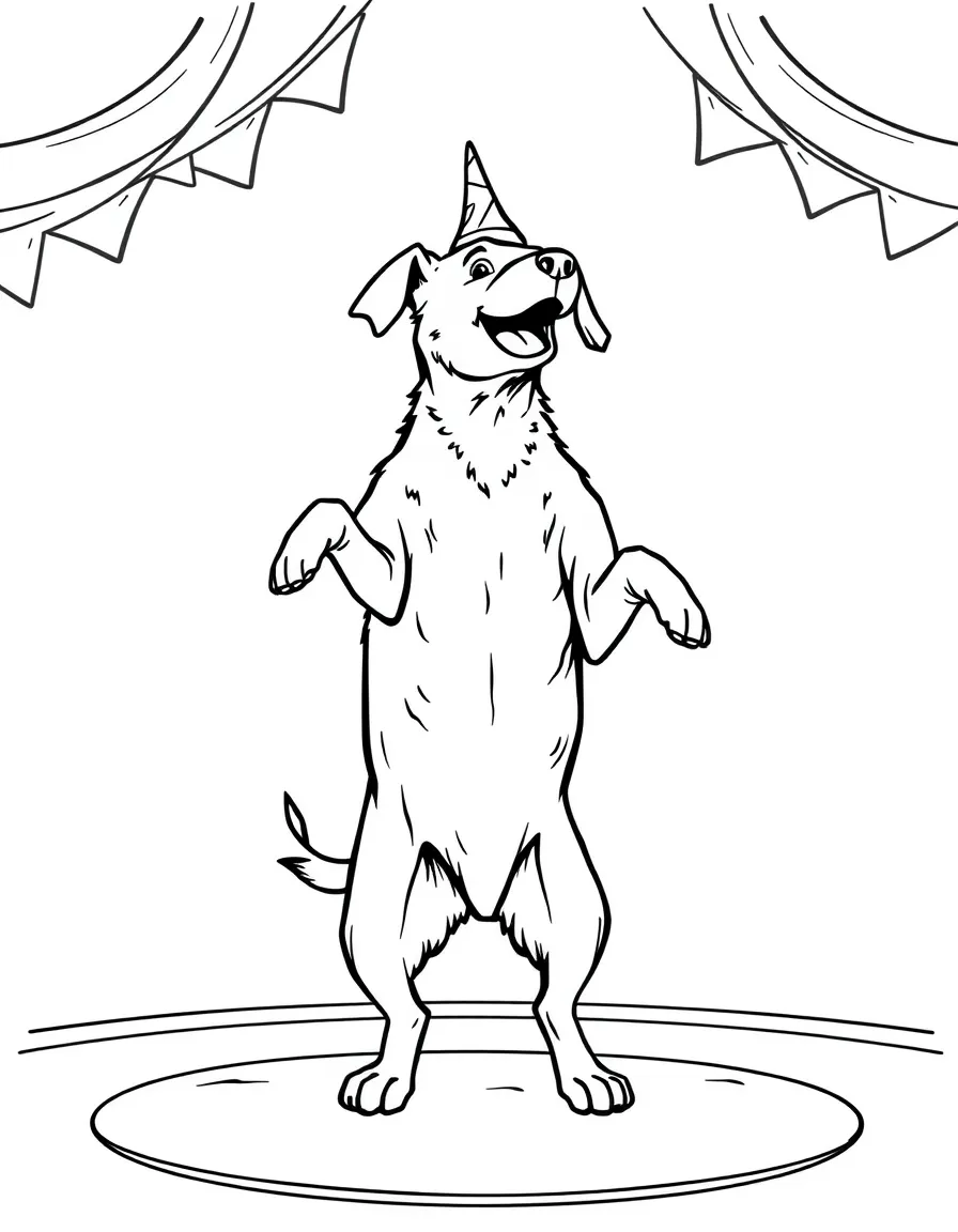 A dog standing on hind legs in a circus act