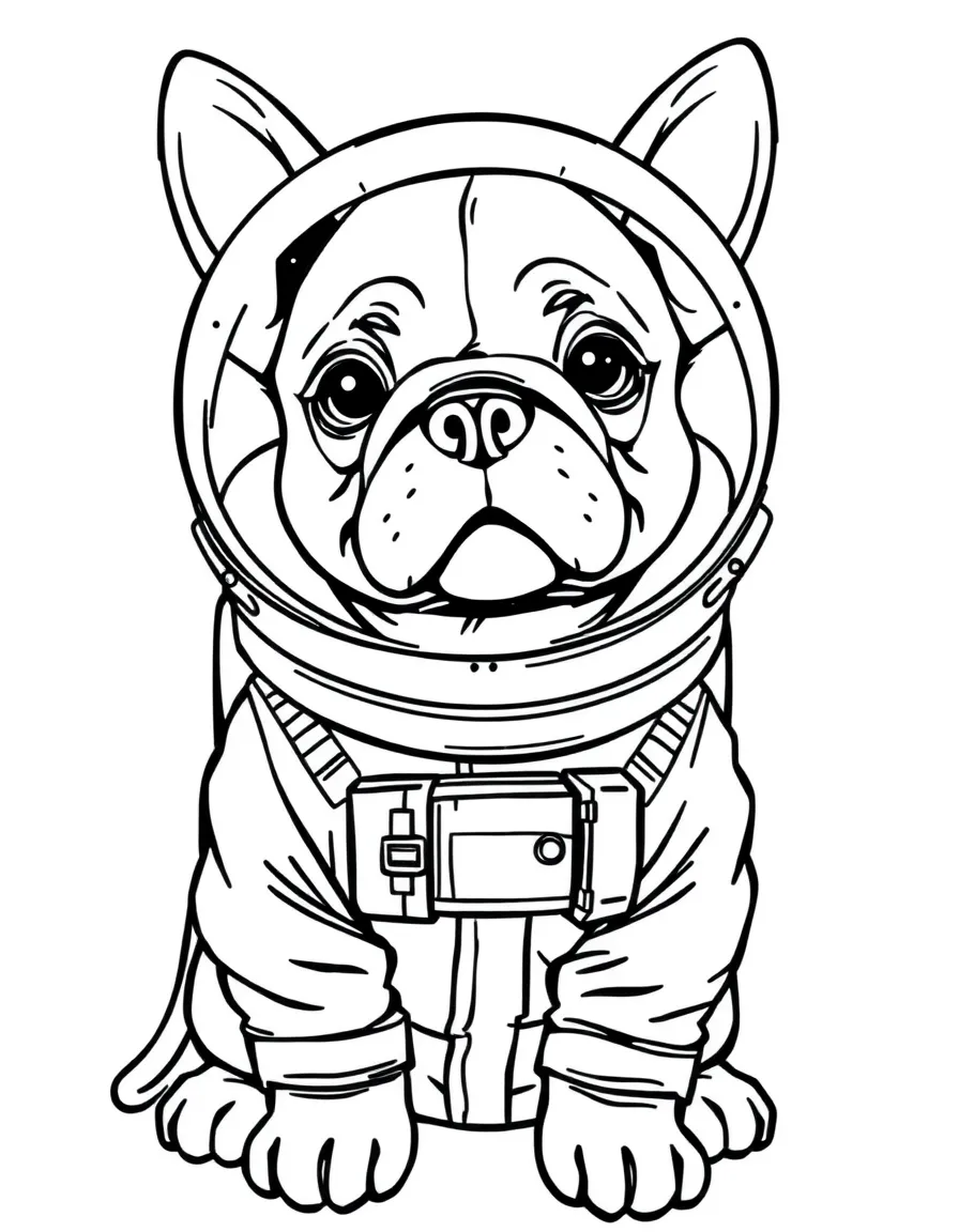 A dog wearing a space suit