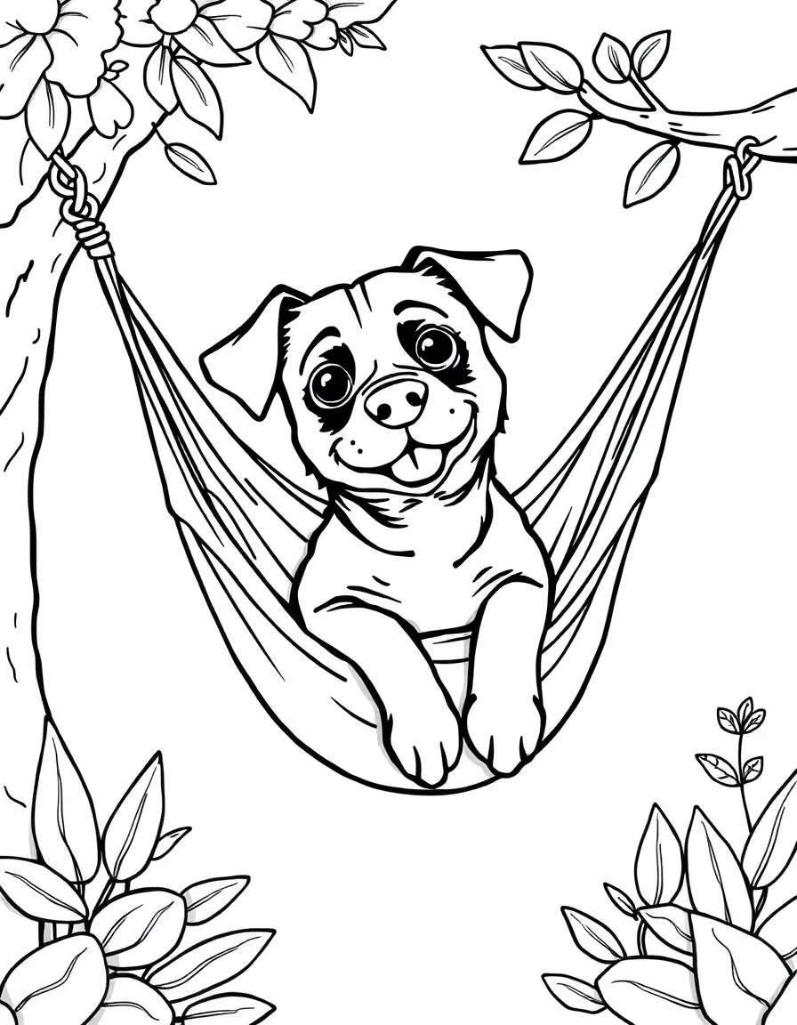 A dog in a hammock